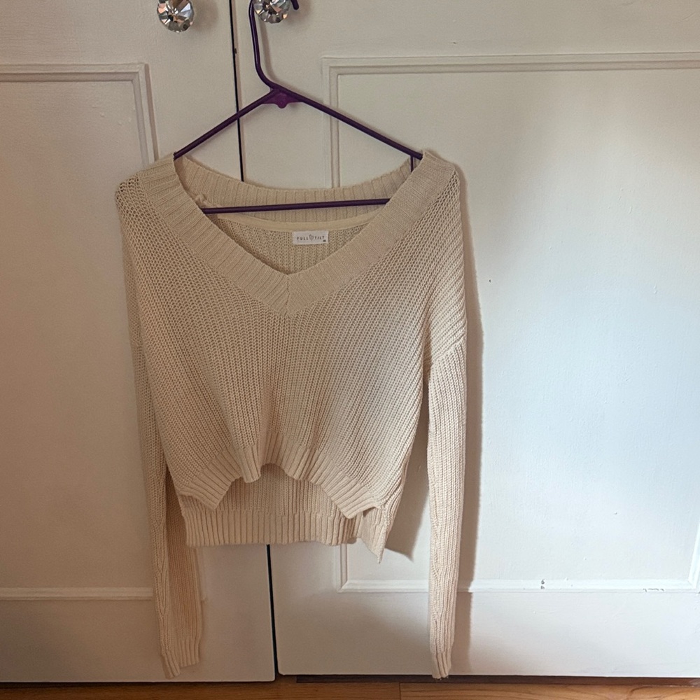 Full Tilt Beige V-Neck Sweater